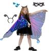 2025 Fairy Wings Cape Halloween Costumes Butterfly Wings for Girl Kids Party Costume with Mask and Antenna Headband view 3