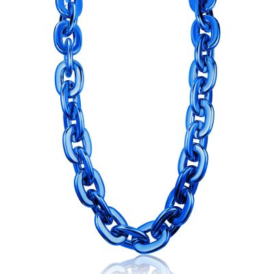 LCPQMZGH Jumbo Plastic Chain Necklace Hip Hop Rapper Gold Chain for Men Halloween Costume Accessory, Blue, 31.5 Inch