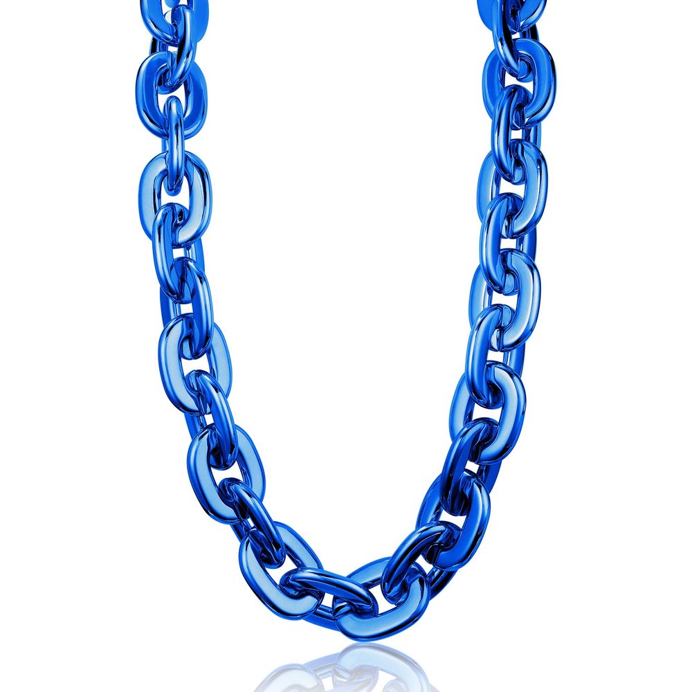 LCPQMZGH Jumbo Plastic Chain Necklace Hip Hop Rapper Gold Chain for Men Halloween Costume Accessory, Blue, 31.5 Inch