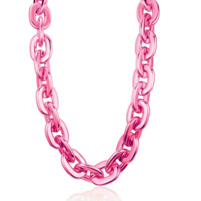 LCPQMZGH Jumbo Plastic Chain Necklace Hip Hop Rapper Gold Chain for Men Halloween Costume Accessory, Pink, 31.5 Inch