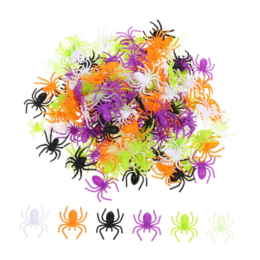 Abaodam Halloween Party Decorations 200pcs Mini Fake Spiders Plastic Spider Toys for Home Decor