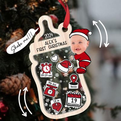 Nazenti Personalized Baby's First Christmas Ornament 2024, Personalized Baby 1st Christmas Ornament, Custom Baby Name, Gift for New Baby Girl, Baby Boy, Baby Keepsake, 4D Shake Babies Ornament