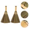 STOBAZA Desktop Broom Witch Prop 2pcs Manual Broom Dry Miscanthus Material Compact Practical Random Color view 2