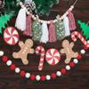Christmas Tassel Garland Banner with Red and White Pom Pom Garlands Christmas Candy Tree Cane Banner for Wall Hanging Home Decor view 2