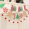 Christmas Tassel Garland Banner with Red and White Pom Pom Garlands Christmas Candy Tree Cane Banner for Wall Hanging Home Decor view 3