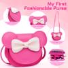 Pretend Play Toddler Girl Purse with Makeup Toys Set, Little Girls Purse Toys for 3 4 5 6 7 Year Old Girl Gifts, Kids Purse for Christmas, Birthday Gifts for Ages 3-5 4-5 6-8 Rose Red view 3