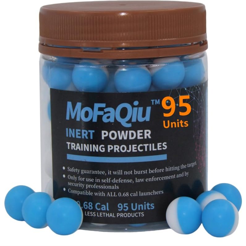 MoFaQiu 68 Cal Inert Projectile Ball,Fracture Groove DesignLaser Welding,for Training paintballs,Pepper Practice Ball, Pepper Training Ball, Compatible All .68 Cal Pepper Ball launchers