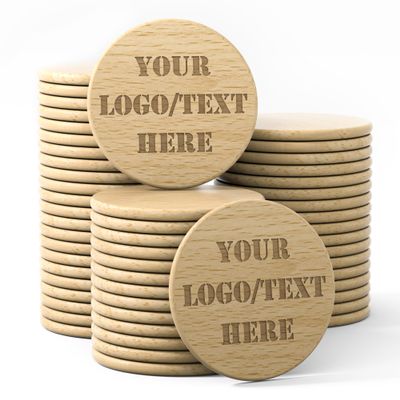 MANBATTLE 100 Custom Wood Drink Tokens, Wooden Poker Chips Double Sided Laser Engraved Your Logo and Text, Personalized Wood Round Drink Chips for Bar, Party, Wedding, Game Night, Casino Night