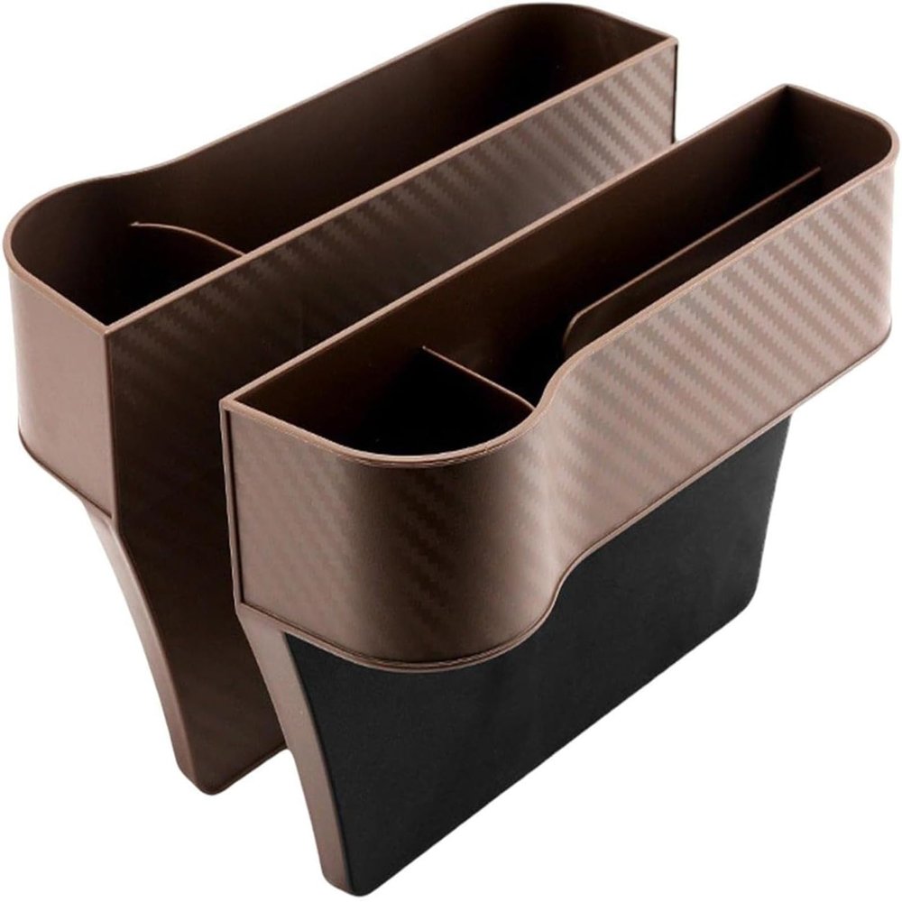 2 Pack Car Organiser, Front Seat Car Seat Gap Filler, PU Leather Car Seat Storage Box, Multifunctional Car Seat Storage Box, Gap Organiser for Car Accessories(Brown)