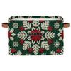 KFNHN Custom Storage Baskets for Kids with Name, Knit Christmas Green White Red Snowflake Large Foldable Organizer Collapsible Storage Bin with Leather Handle for Home Toys Closet Nursery view 1