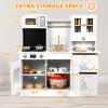 Arlopu Play Kitchen for Kids, Wooden Pretend Toy Kitchen, Large Toodler Cooking Playset w/Cookware, Stove w/Light & Sound, Fabric Boxs, Disinfection Locker, Coffee Maker, Sink, Modern (White) view 2