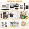 Arlopu Play Kitchen for Kids, Wooden Pretend Toy Kitchen, Large Toodler Cooking Playset w/Cookware, Stove w/Light & Sound, Fabric Boxs, Disinfection Locker, Coffee Maker, Sink, Modern (White) view 3