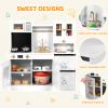 Arlopu Play Kitchen for Kids, Wooden Pretend Toy Kitchen, Large Toodler Cooking Playset w/Cookware, Stove w/Light & Sound, Fabric Boxs, Disinfection Locker, Coffee Maker, Sink, Modern (White) view 4