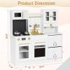 MAMIZO Kids Play Kitchen, Wooden Pretend Toy Kitchen, Toodler Cooking Playset, Stove w/Light & Sound, Sink, Microwave, 2 Fabric Boxs, Dishwasher, Modern Home Style Kitchen for Ages 3+ (White) view 2