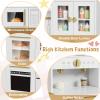 MAMIZO Kids Play Kitchen, Wooden Pretend Toy Kitchen, Toodler Cooking Playset, Stove w/Light & Sound, Sink, Microwave, 2 Fabric Boxs, Dishwasher, Modern Home Style Kitchen for Ages 3+ (White) view 4