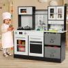 Arlopu Play Kitchen for Kids, Wooden Pretend Toy Kitchen, Large Toodler Cooking Playset w/Cookware, Stove w/Light & Sound, Fabric Boxs, Disinfection Locker, Coffee Maker, Sink, Modern (White & Brown) view 1