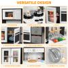 Arlopu Play Kitchen for Kids, Wooden Pretend Toy Kitchen, Large Toodler Cooking Playset w/Cookware, Stove w/Light & Sound, Fabric Boxs, Disinfection Locker, Coffee Maker, Sink, Modern (White & Brown) view 3
