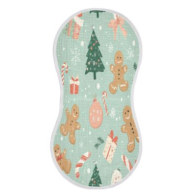 Kigai Baby Burp Cloths Muslin Cotton Extra Soft & Absorbent Burping Rags Christmas Candy Cookie 4-Layer Large Curved Burp Cloths for Newborn Boys & Girls 4 Pack