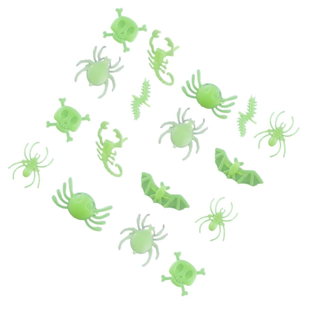 Hemoton 48pcs Plastic Green Halloween Rings Halloween Trick or Treat Toys Spooky LED Rings Light up