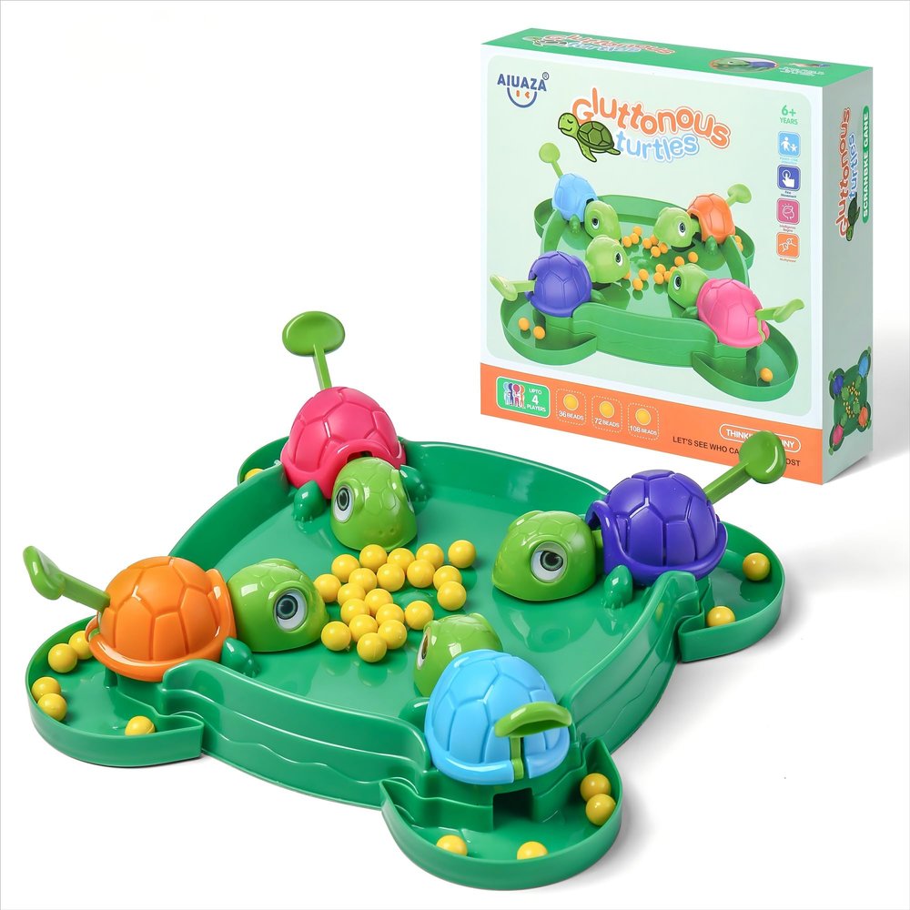 AIUAZA Hungry Turtle Chess Board Game, Hungry Box Game, Turtle Eating Beans Chessboard Game, Party and Party Family Toys, Toys, 2-4 Person (108beans)