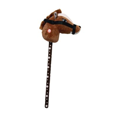 TTETTZ Plush Stick Horse Props Portable Fun Halloween Hobby Horse Riding Toy Plush Hobby Horse Stick Toy for Stage Outdoors Party, Dark Brown