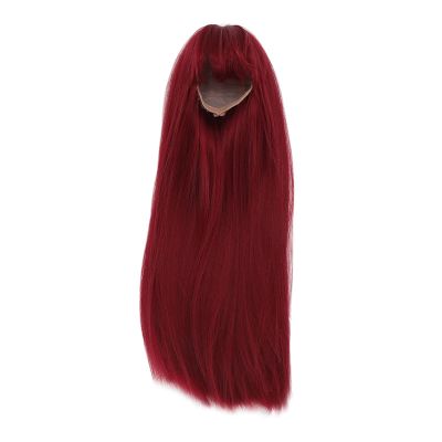 ANGGREK Doll Wig, Long Straight Hair, Soft 1/4 High Temperature Silk, Beautiful Elasticity, Simulated Scalp for 7-8 Inch Doll for Collection (Burgundy)