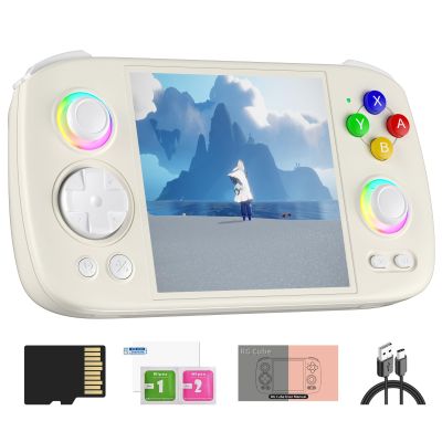 Doriteney RGCube Handheld Game Console Android 13 Game Player 3.95" IPS 128GB TF Card Unisoc T820 RGB Lighting(Beige White)