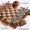 15 Inch Walnut Chess Board Set for Adults Kids Metal Chess, Folding Portable Travel Chess Game for Tournament Professional Beginner with Manual view 2
