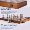 15 Inch Walnut Chess Board Set for Adults Kids Metal Chess, Folding Portable Travel Chess Game for Tournament Professional Beginner with Manual view 4