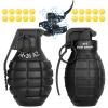 LsuBhef 2Pcs Toy Hand Grenade for Tactical Game with 20 Round Ammo Model Battle Fake Grenade Toys for Outdoor Sport Role Play Prop Game,14+ and Adults,Black view 1