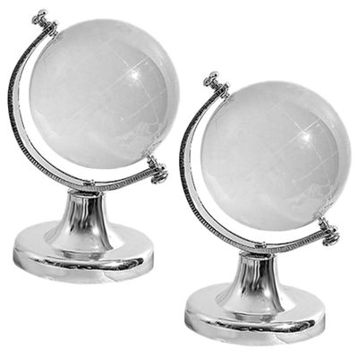 BCOATH 2pcs Crystal Globe World Map Table Decor Rotating Desktop Earth Globes Solid Base for Decoration Creative for Festivals and Special Occasions