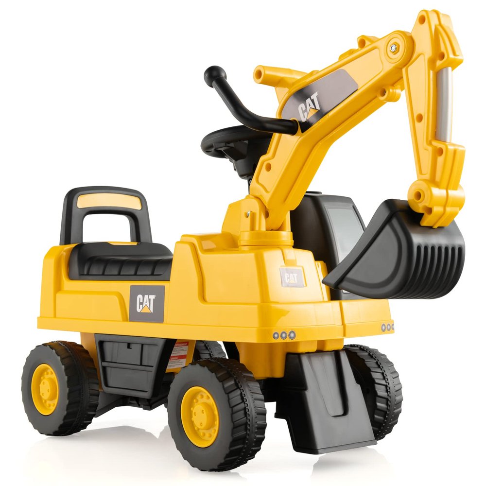 Olakids Licensed Caterpillar Ride on Excavator, Toddler Ride on Push Car with Digging Bucket, Under Seat Storage, Foot to Floor Walker Sliding Truck Construction Vehicle Toy Gift for Kids