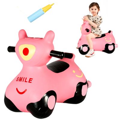 INPANY Kids Bouncy Car Hopper Toys, Toddlers Ride on Car, Inflatable Hopping Toys, Bouncing Buddies, Rubber Bouncer, Outdoor Indoor Birthday Gifts Toy for 2 3 4 Yr Girl Boy (Pink)