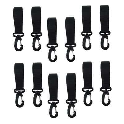 12pcs Stroller Hooks Non-Slip Hangers for Shopping Bags Diaper Bags and Accessories Fits All Strollers and Shopping Carts Black