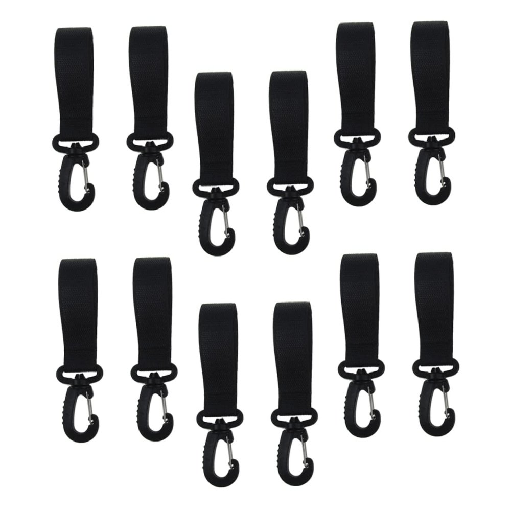 12pcs Stroller Hooks Non-Slip Hangers for Shopping Bags Diaper Bags and Accessories Fits All Strollers and Shopping Carts Black