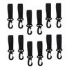 12pcs Stroller Hooks Non-Slip Hangers for Shopping Bags Diaper Bags and Accessories Fits All Strollers and Shopping Carts Black view 1
