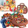 Magic Montessori Play Toolbox with Electric Drill,Creativity Tool Box with Drill Kids,Magic Montessori Tool Box,Creative Magic Play Toolbox Bear Puzzle Toy (Brown with Electric Drill) view 1