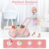 Wooden Baby Walker, Push and Pull Learning Walk Toys for Infants to Toddler, Walker with Wheels for Boys Girls, Gift for Birthday Christmas, Pink view 3