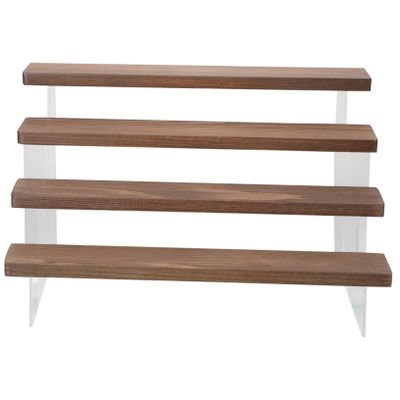 TOPPERFUN 4tier Doll Stand and Jewelry Display Shelf Wooden Riser Shelf for Models Home Decor