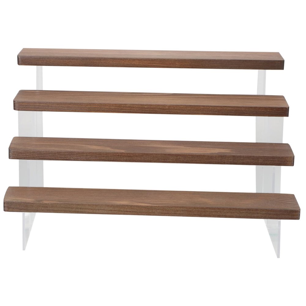 TOPPERFUN 4tier Doll Stand and Jewelry Display Shelf Wooden Riser Shelf for Models Home Decor