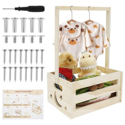 DJAPWPX Wooden Baby Crate for Storage and Gifts - 1 Shelf, Rustic, Country Classic Style - Baby Gifts, Nursery/Children's Room Decoration