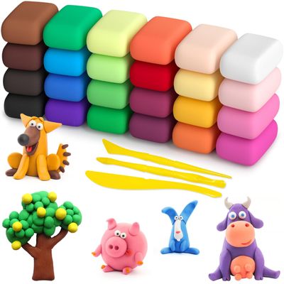 Ecurfu Air Dry Clay 24 Colors, DIY Modeling Clay with Tools, Toy Gifts for Kids