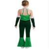 Moggemol Kids Girls Christmas Velvet Plush Sequins Flared Jumpsuit Dance Bodysuit Stage Performance Costume Green 16 Years view 2