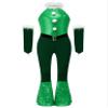 Moggemol Kids Girls Christmas Velvet Plush Sequins Flared Jumpsuit Dance Bodysuit Stage Performance Costume Green 16 Years view 3