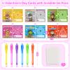 24 Pack Valentines Cards for Kids with Invisible Ink Pens, Valentine's Greeting Cards for Kids School Classroom Valentine's Gifts Exchange, Magic Spy Pen Valentines Party Favors Prizes for Girls Boys view 2