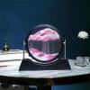 TNSLGHS Moving Sand Art Picture, Sand Art Liquid Motion Picture, 360 Rotation Dynamic Sand Picture, Round Glass Quicksand Painting, for Desktop Home Office Decor,7in-Pink view 1