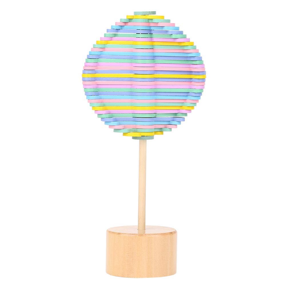 Srliya Wooden Rotating Lollipop, Colorful Wood Wand, Stress Relief & Office Home Novelty Gadget for Adults (Macaron Color)