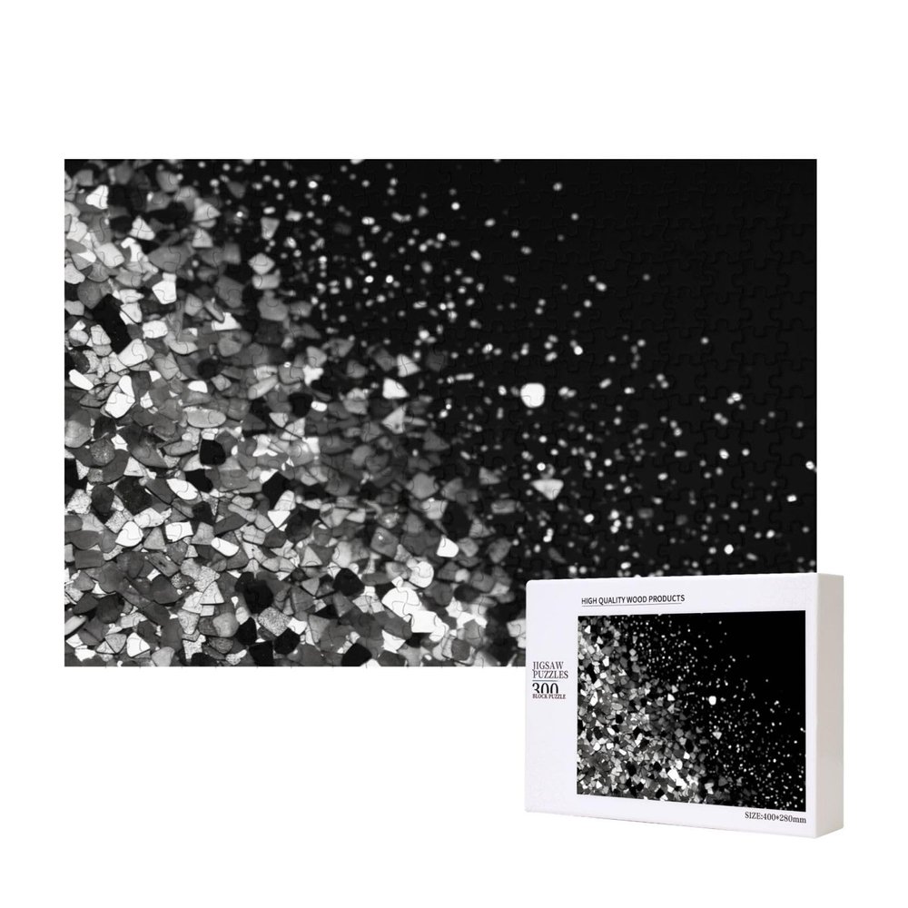 Puzzles 500 Pieces Black White Glitter Jigsaw Puzzles Wooden Photo Puzzle for Adults Personalized Picture Puzzle Classic Jigsaw Puzzle for Family Wedding Birthday Valentine's Day Gifts 15.7 x 11 Inch