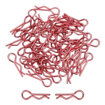 DMiotech 50Pcs Body Clips Bent, Red Universal RC Body Clips R Pins RC Cars Parts Shell Replacement Parts for All 1/16 1/18 Scale RC Car