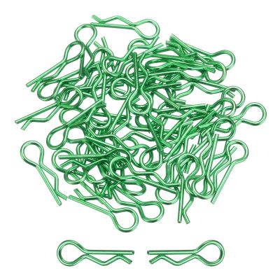 DMiotech 100Pcs Body Clips Bent, Green Universal RC Body Clips R Pins RC Cars Parts Shell Replacement Parts for All 1/16 1/18 1/24 Scale RC Car,17mm/0/7